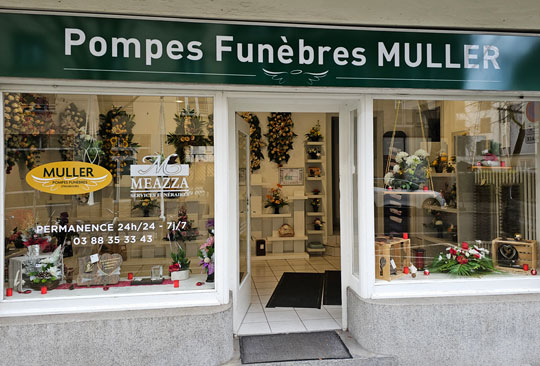 Façade de l'agence Pompes Funèbres Muller